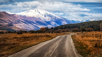 Nature, Fields, Mountains, New Zealand, Road, Glenorchy HD wallpaper