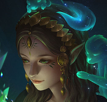 Witch, luminita ppham, monkey, frumusete, art, gorgeous, girl, dark, superb, halloween, fantasy, green, face, luminos, maimuta HD wallpaper