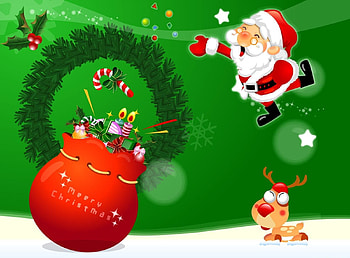 Holidays, Santa Claus, Deer, Bag, Wreath, Sack, Presents, Gifts HD wallpaper