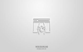 web crawling 3d icon, white background, 3d symbols, web crawling, seo icons, 3d icons, web crawling sign, seo 3d icons HD wallpaper