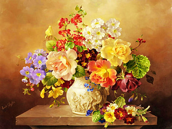 Still life, colorful, bouquet, art, vase, beautiful, painting, pretty, flowers, harmony HD wallpaper