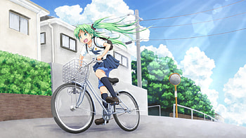 Late for School, sexy, skirt, hatsune miku, hot, cute, beautiful, vocaloid, school uniform, beauty, anime girl, bikw, miku, vocaloids, aqua hair, hatsune, twintails HD wallpaper