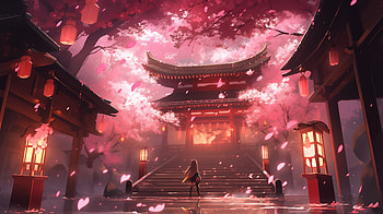 Japan Street, Japan, temple, Anime, AI Art HD wallpaper