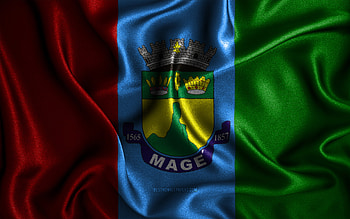 Mage flag, , silk wavy flags, brazilian cities, Day of Mage, Flag of Mage, fabric flags, 3D art, Mage, cities of Brazil, Mage 3D flag HD wallpaper