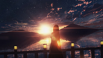 Anime girl, Lens Flare HD wallpaper