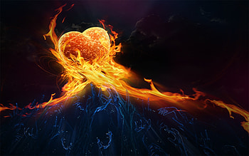 Fire Heart Digital Art, fire, heart, artist, digital-art HD wallpaper