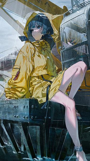 In the rain, rain, Anime, girl, anime girl, Rain Anime HD phone wallpaper
