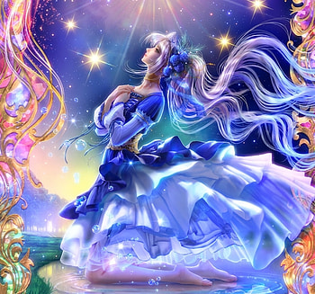 blue, lady, fantasy, art HD wallpaper