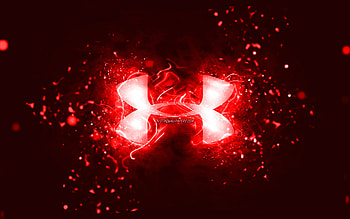 Under Armour red logo, , red neon lights, creative, red abstract background, Under Armour logo, brands, Under Armour HD wallpaper