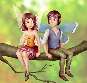 Fairy Buddies, fairy, abstract, boy, fantasy, , girl HD wallpaper