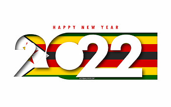 Happy New Year 2022 Zimbabwe, white background, Zimbabwe 2022, Zimbabwe 2022 New Year, 2022 concepts, Zimbabwe, Flag of Zimbabwe HD wallpaper