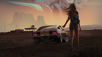 Ford Mustang GT, Girls and Muscle Cars HD wallpaper
