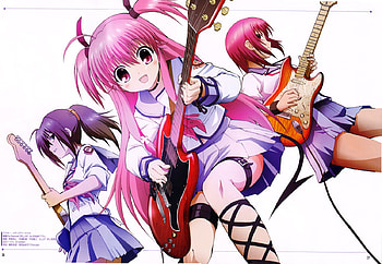 Angel Beats-hisako, sexy, cute, guitars, anime HD wallpaper