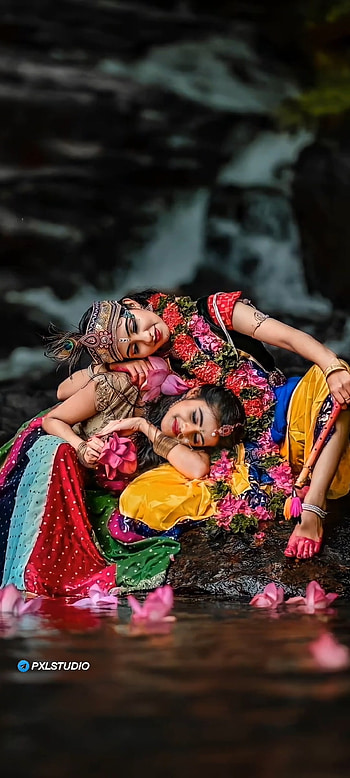 Radha Krishna, people_in_nature, red, goddness, radha_krishna HD phone wallpaper