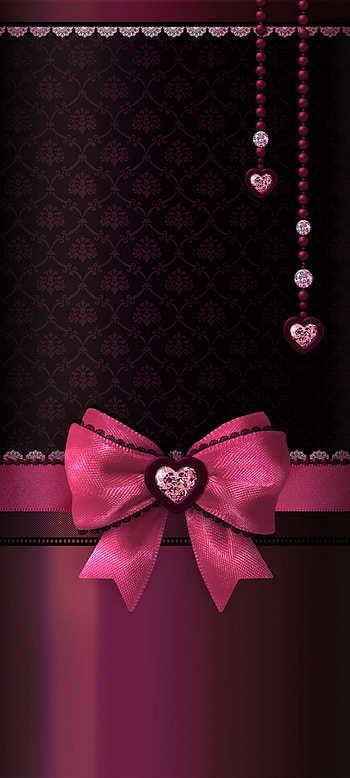 Heart Ribbon, red, magenta, diamond, Pink, Luxury, Love, metal, Pastel, Premium HD phone wallpaper