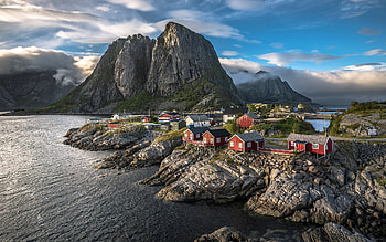 Lofoten Islands, Norway, sea, houses, islands, Norway HD wallpaper