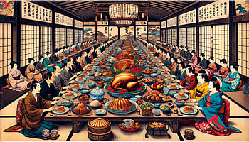 Traditional Feast Artwork, holiday, Thanksgiving, Japanese cuisine HD wallpaper