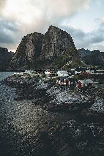 Nature, Houses, Rocks, Coast, Village, Island, Norway HD phone wallpaper