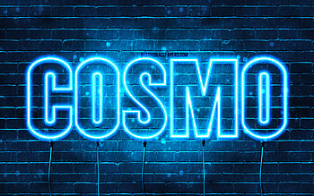 Cosmo, , with names, Cosmo name, blue neon lights, Cosmo Birtay, Happy Birtay Cosmo, popular italian male names, with Cosmo name HD wallpaper