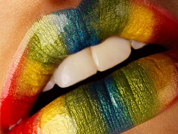 color lips, girl, alone HD wallpaper