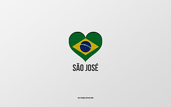 I Love Sao Jose, Brazilian cities, Day of Sao Jose, gray background, Sao Jose, Brazil, Brazilian flag heart, favorite cities, Love Sao Jose HD wallpaper