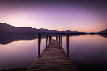 Nature, Rivers, Sunset, Mountains, Pier HD wallpaper