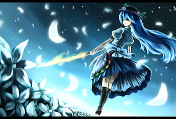 Fighter girl, peddles, sword, anime, girl, dress HD wallpaper