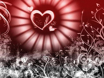 Vision of Love, spirals, grey, love, red, flowers, heart HD wallpaper