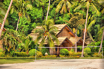 Nature, Palms, Island, Hut, Bungalow, Philippines, Samal HD wallpaper