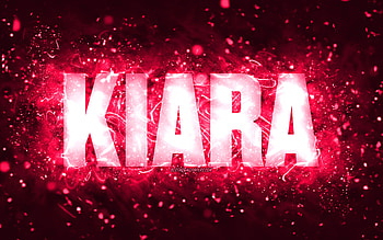 Happy Birtay Kiara, , pink neon lights, Kiara name, creative, Kiara Happy Birtay, Kiara Birtay, popular american female names, with Kiara name, Kiara HD wallpaper