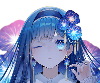 Radiant Anime Girl with Enchanting Blue Flowers, Anime, girl, anime girl HD wallpaper