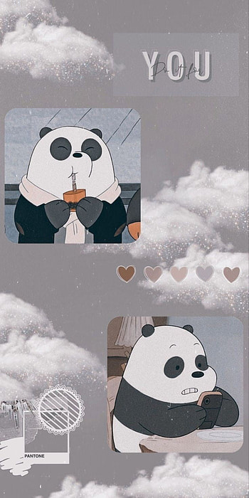 Aesthetic, panda, white, black HD phone wallpaper