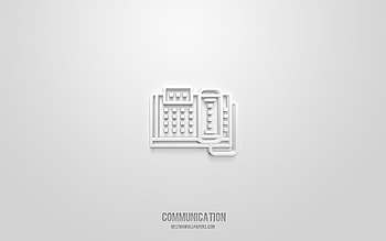 Communication 3d icon, white background, 3d symbols, Communication, technology icons, 3d icons, Communication sign, technology 3d icons HD wallpaper