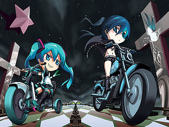 VOCALOID, motorcycle, gothic, miku, kaito HD wallpaper