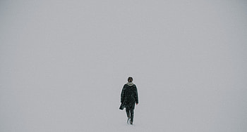 Winter, Snow, Silhouette, Miscellanea, Miscellaneous, Human, Person, Emptiness, Void HD wallpaper