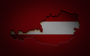Austria map, , European countries, Austrian flag, red carbon background, Austria map silhouette, Austria flag, Europe, Austrian map, Austria, flag of Austria HD wallpaper