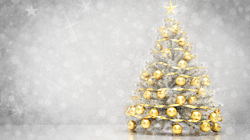 Golden Balls Christmas Decorated Tree Star In White Blur Bokeh Background Christmas HD wallpaper