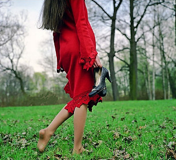 Barefoot in the Park, artwork, barefoot, abstract, graphy, grass, female HD wallpaper