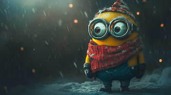 Snowy Minions Adventure -, movie, Minions, snow, scarf HD wallpaper