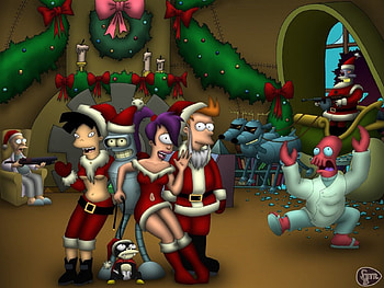Simpsons Christmas Futurama, tv, simpsons, christmas, futurama HD wallpaper
