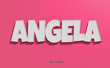 Angela, pink lines background, with names, Angela name, female names, Angela greeting card, line art, with Angela name HD wallpaper