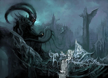 demon gate, other, fantasy, city, demon HD wallpaper