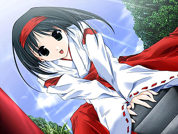 Anime, Smile, Girl, Ladder, Stairs, Brunette, Delight, Rapture HD wallpaper