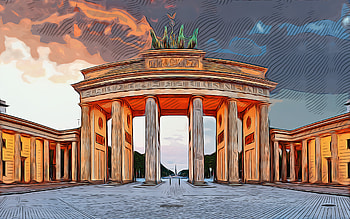 Brandenburg Gate, Berlin, , vector art, Brandenburg Gate drawing, creative art, Brandenburg Gate art, vector drawing, abstract cars, car drawings, Berlin drawing, Germany HD wallpaper