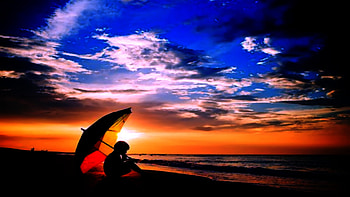 Loneliness, blue, beauty, cool, clouds, sky, colourful, warm, lovely, sunset HD wallpaper