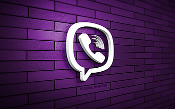 Viber 3D logo, , violet brickwall, creative, social networks, Viber logo, 3D art, Viber HD wallpaper