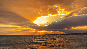 Nature, Sunset, Sky, Sun, Waves, Horizon HD wallpaper