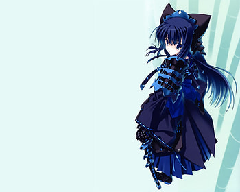 Anime Girl with Armor & Sword, cat ears, sword, blue eyes, anime, weapon, blue hair, armor HD wallpaper