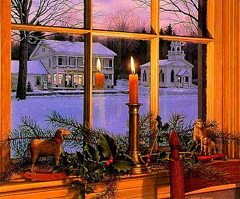 Bill Breedon * Season of Peace, bill breedon, painting, window, art, candle, christmas HD wallpaper