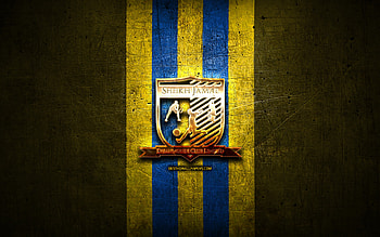 Sheikh Jamal FC, golden logo, Bangladesh Premier League, yellow metal background, football, bangladeshi football club, Sheikh Jamal logo, soccer, Sheikh Jamal DC, Sheikh Jamal Dhanmondi Club HD wallpaper